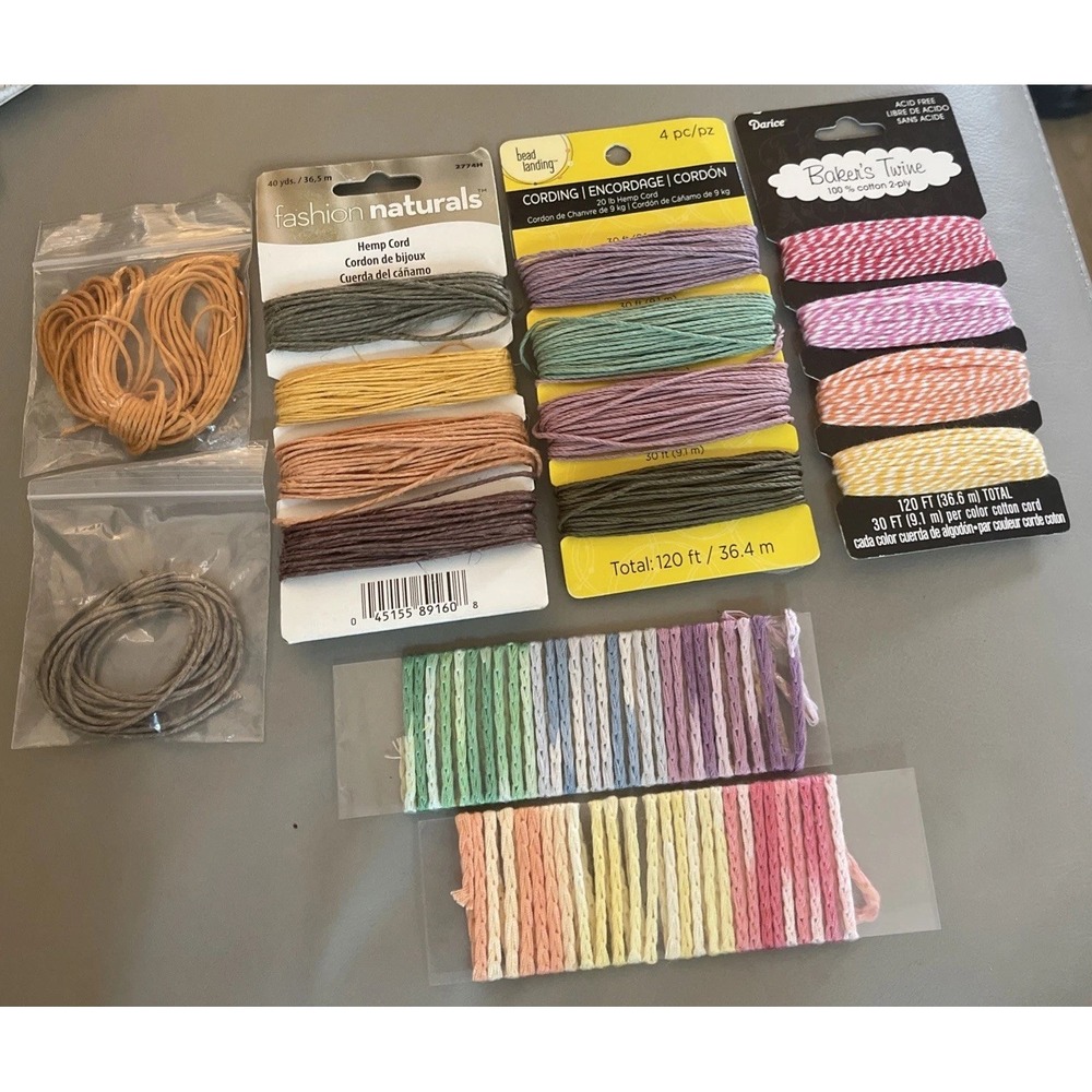Lot of 7 Hemp Cord Jute Cord Round Lace Cord Bakers Cord For Beads